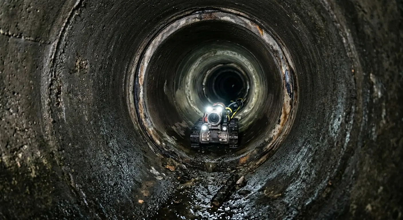 Robotic sewer camera inspecting pipe interior for Sewer Line Repair in Cottleville